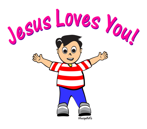 Cartoon Image Of Little Boy  Jesus Loves You
