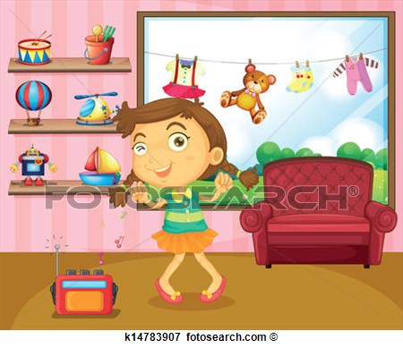 Clip Art   A Girl Dancing With A Radio  Fotosearch   Search Clipart