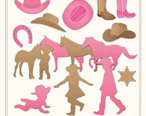 Clipart Silhouette   Digital     Instant Download   Cow Girl Clip Art    