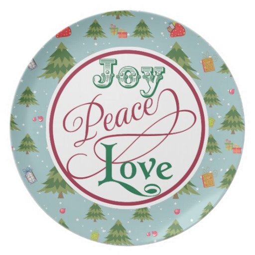 Festive Joy Peace Love Christmas Plates   Zazzle