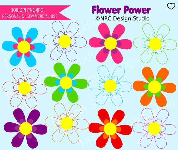 Flower Clip Art   Flower Power Clip Art   Digital Flowers Clipart
