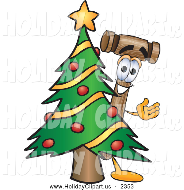 Holiday Clip Art Of A Friendly Mallet Mascot Cartoon Character Waving    