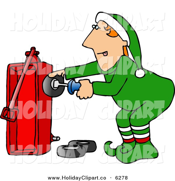 Holiday Clip Art Of A Santa S Elf Building A Radio Flyer Wagon Toy On    