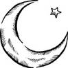Moon And Stars Clipart Black And White Sketched Crescent Moon With A