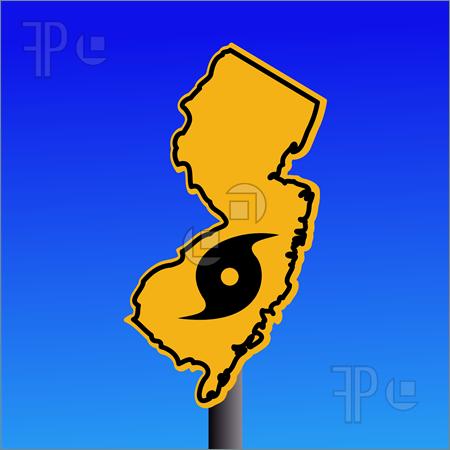 New Jersey Warning Sign With Hurricane Symbol Illustration