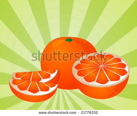 Orange Fruit Whole Halved And Sliced Into Sections Illustration