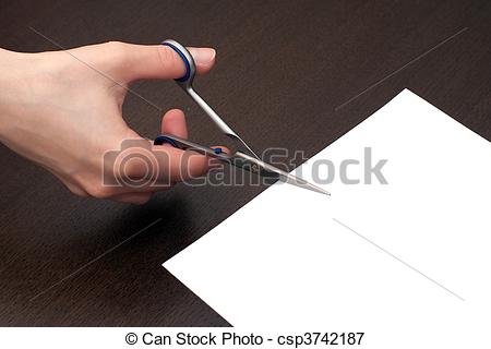 Picture Of Cutting The Paper   Cutting A Piece Of Paper With Scissor