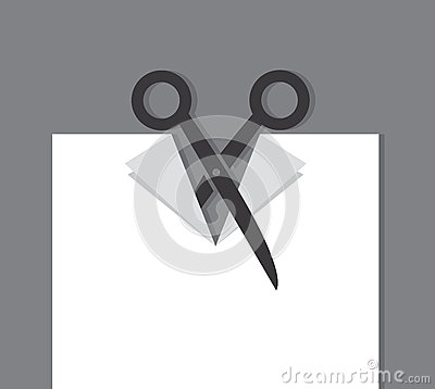 Scissors Cutting Through A Piece Of Paper
