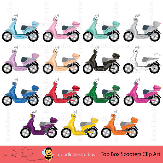 Scooter Clipart Scooter Clip Art Colorful By Doodlebeestudios