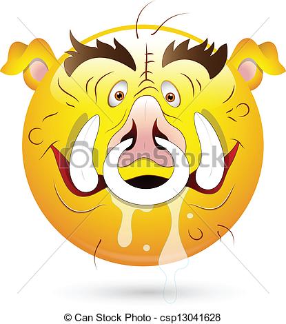 Vector   Scary Pig Smiley Face Vector   Stock Illustration Royalty