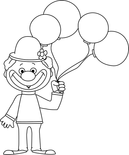 Black And White Clown With Balloons Clip Art   Black And White Clown    