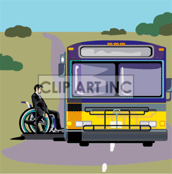 Bus Stopped To Pick Up A Man In A Wheelchair