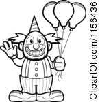 Cartoon Clipart Of A Black And White Friendly Waving Circus Clown