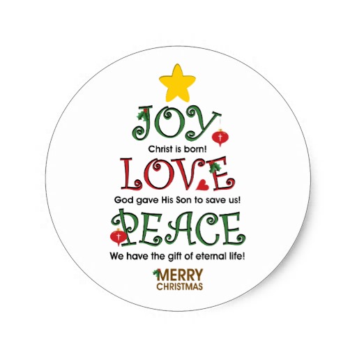 Christian Christmas Joy Love And Peace Classic Round Sticker   Zazzle