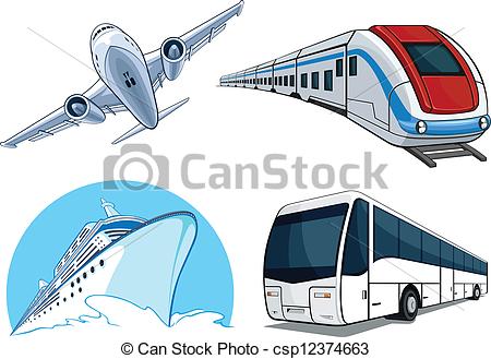 Clip Art Vector Of Travel Transportation Set   Airplan   A Vector Set