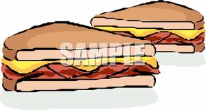 Clipart Image Of A Breakfast Sandwich With Bacon And Egg Cut In Half
