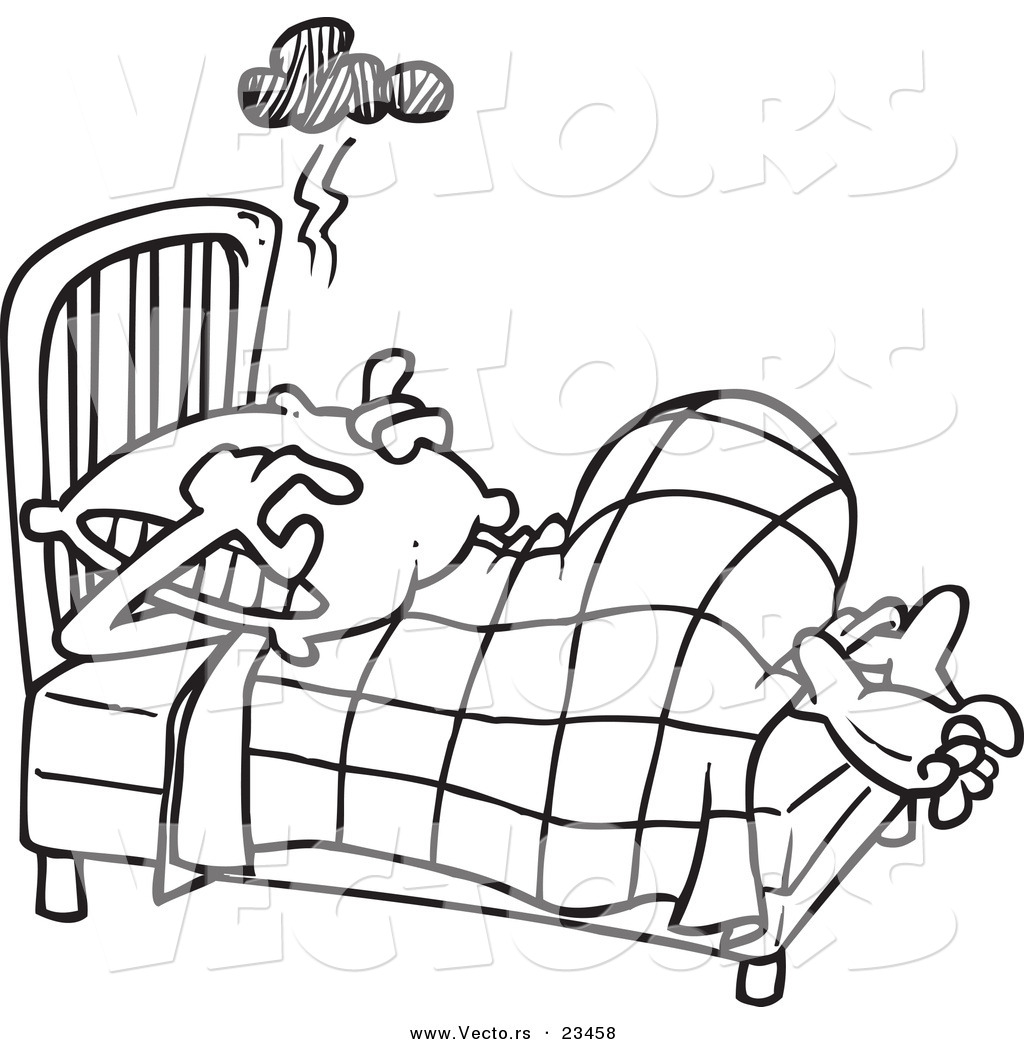 Coloring Cartoon Man Sleeping In Bed