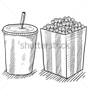 Doodle Style Movie Concessions In Vector Format Including Popcorn And    