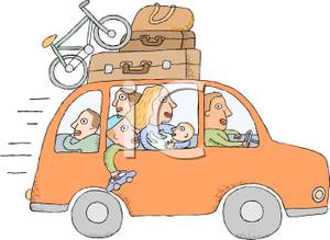 Family Riding In A Car On Vacation   Royalty Free Clipart Picture