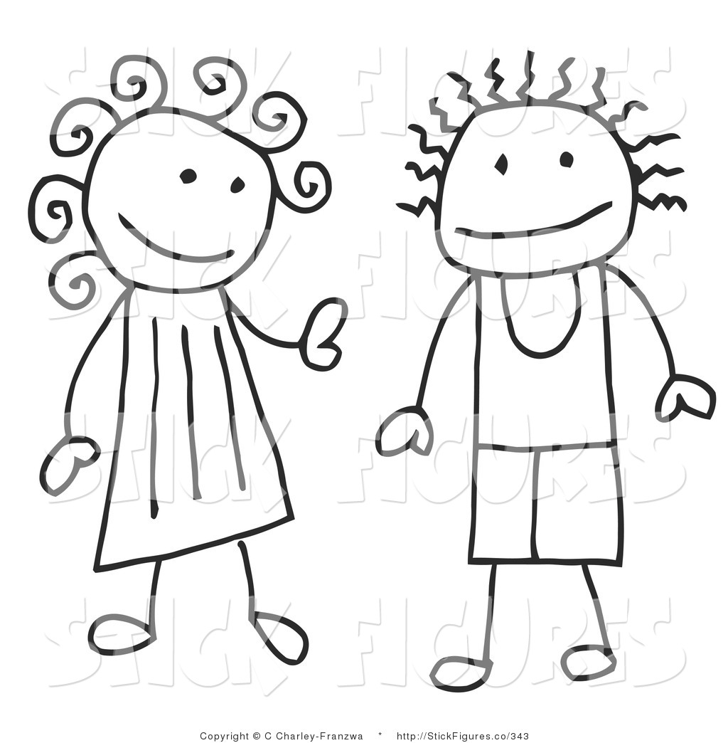 Happy Stick Figure Boy And Girl Talking Together By C Charley Franzwa