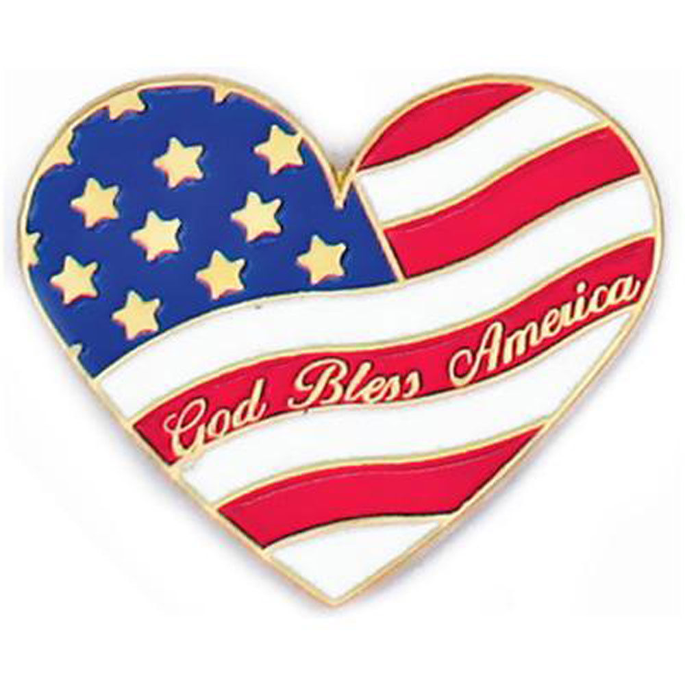 Heart God Bless America United States Flag Red White And Blue Lapel