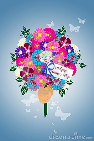 Illustrated Flower Bouquet With A Tag Wishing A Happy Mother S Day