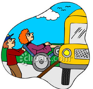 In A Wheelchair Up A Ramp Onto The Bus   Royalty Free Clipart Picture