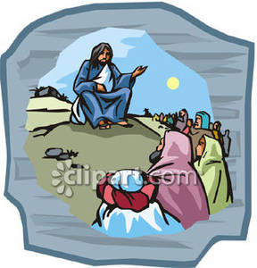 Jesus Speaking To A Crowd Of People   Royalty Free Clipart Picture