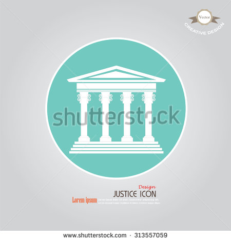 Justice Court Building With Open Book Icon Courthouse Vector    