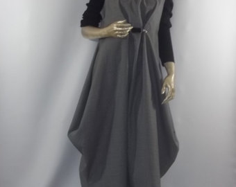 Lagenlook Fashion Dress Jumper Wool Poly Gray Maxi Long Plus