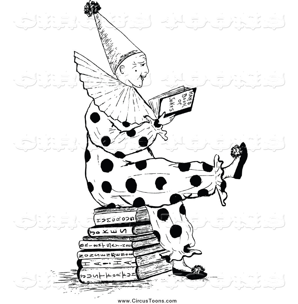 Larger Preview  Circus Clipart Of A Vintage Black And White Clown    