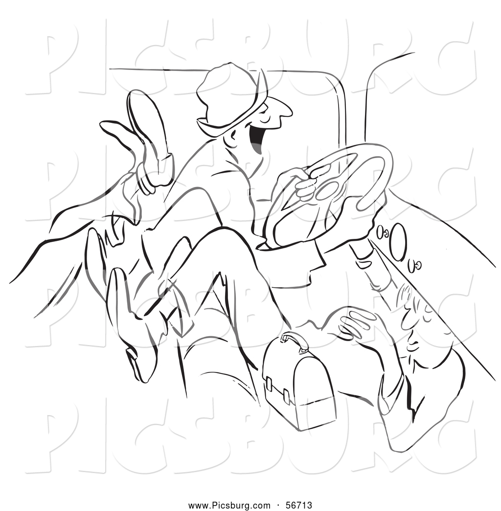 Larger Preview  Clip Art Of A Coloring Page Of A Retro Vintage Morning