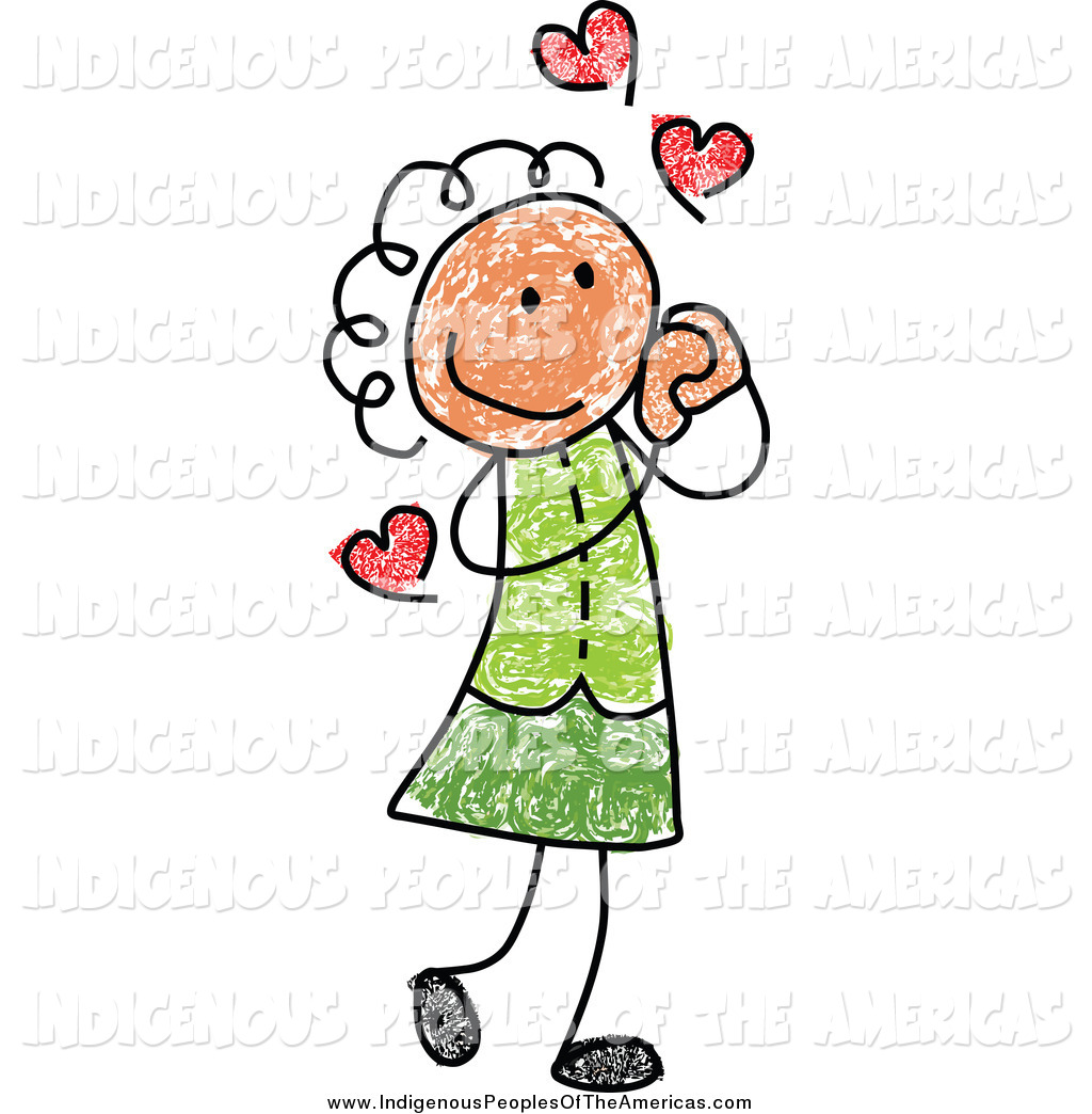 Larger Preview  Vector Clipart Of A Native American Stick Girl In Love    