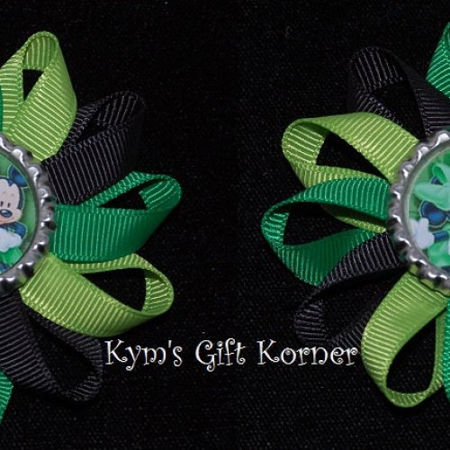 Photos   Minnie Mouse And Mickey Mouse St Patrick S Day Hair Bow With