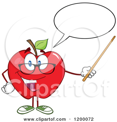 Talking Red Apple Teacher Mascot Using A Pointer Stick