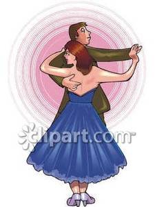 Tall Man Dancing With A Short Woman   Royalty Free Clipart Picture