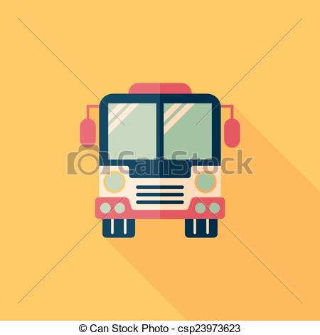 Transportation Bus Flat Icon With Long Shadow Eps10   Csp23973623