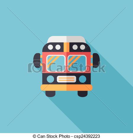 Transportation Bus Flat Icon With Long Shadow Eps10   Csp24392223