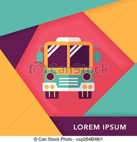 Transportation Bus Flat Icon With Long Shadow Eps10   Csp26460901