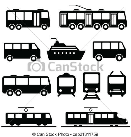 Vector   Public Transportation Icon Set   Stock Illustration Royalty