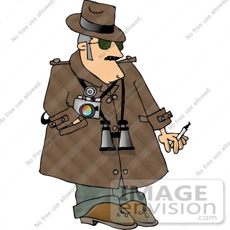 14807 Private Eye Detective Man With Binoculars And A Camera Clipart    