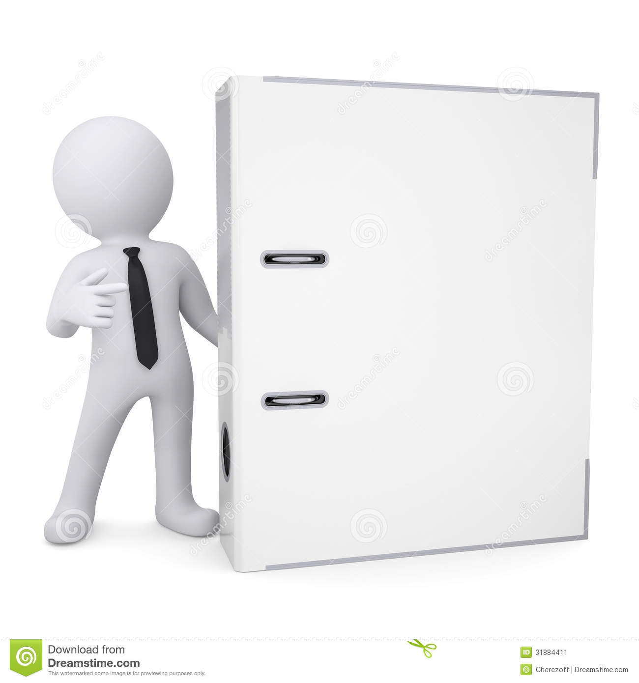 3d White Man Points A Finger At The Office Folder Stock Image   Image