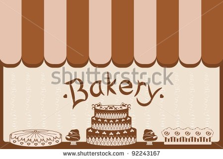 Bakery Shop Window With Cakes   Stock Vector