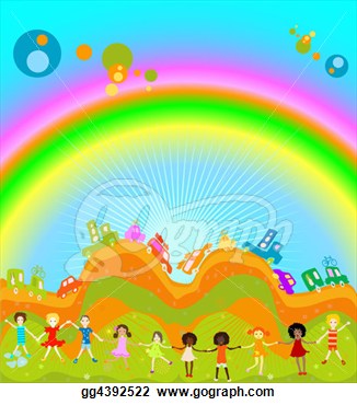      Cars Caravan Cars And Big Rainbow In Background  Clip Art Gg4392522