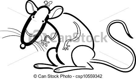 Cartoon Humorous Illustration Of Rat Animal Character For Coloring