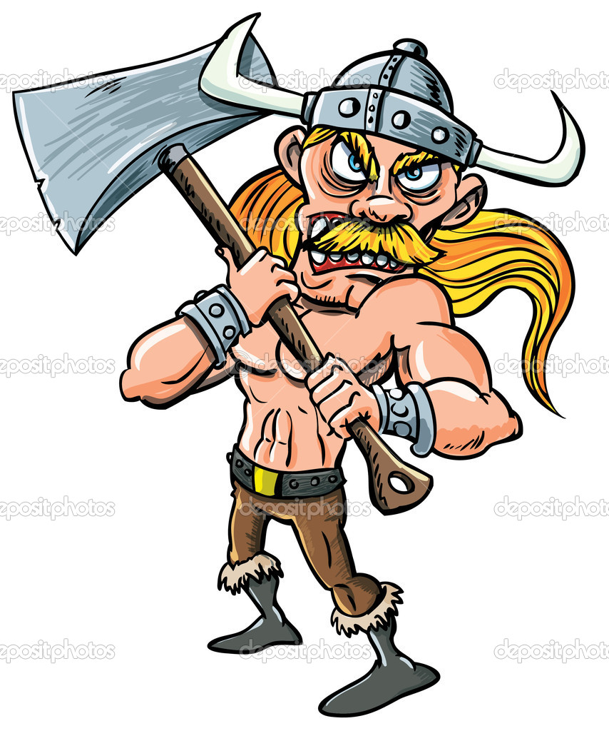 Cartoon Viking With Huge Axe    Stock Vector   Antonbrand  10230247