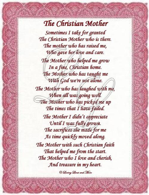 Christian Mother Poem Is For The Sweet Christian Mother  Poem May Be    