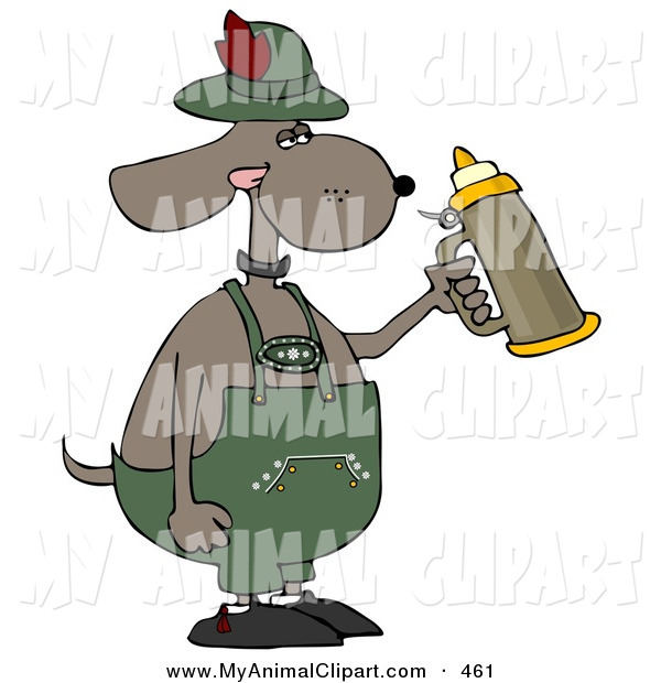 Clip Art Of A Humorous Brown Anthropomorphic Dog Holding A Beer Stein