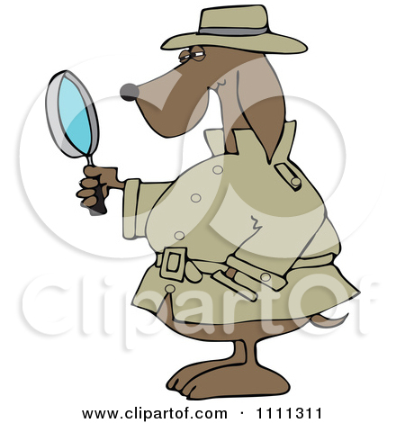 Clipart Private Detective Dog Using A Magnifying Glass   Royalty Free