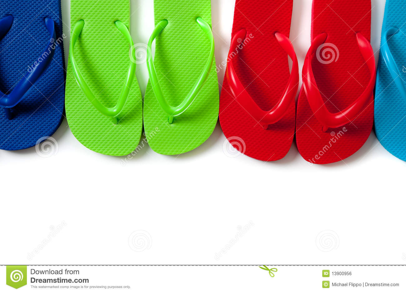 Colored Flipflops On A White Background Royalty Free Stock Image